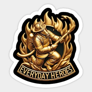 The Heroic Fireman: Ready to Tackle the Flames Sticker